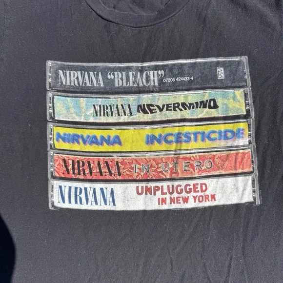 Nirvana Cassette Discography Black T-Shirt Size Medium Vintage Grunge Rock - Picture 2 of 5